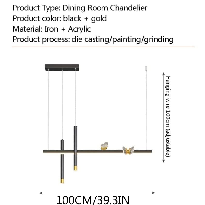 Lustre linéaire à LED intensité variable avec spot noir doré réglable