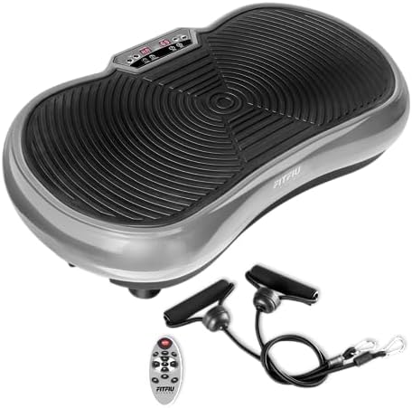 FITFIU Fitness PV-100 – Plataforma Vibratoria Oscilante, con movimiento en 2 planos, 400 W, 99 velocidades, 9 programas predeterminados, 2 cuerdas elásticas, mando, peso máx 150 kg