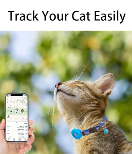 Image of Airtag Cat Collar Breakaway,Safety Kitten Collar with Apple Airtag Holder,Reflective GPS Cat Collar with Bell,Lightweigh Tracker Cat Collars for Girl Boy Cats,Kittens and Puppies (Blue Reflective)
