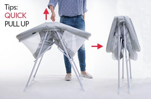 2in1 Stationary&Rock Mode Bassinet One-Second Fold Travel Crib Portable Newborn Baby,Gray…