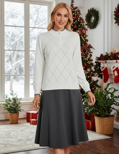 Image of JACK SMITH Quarter Zip Pullover Sweaters for Womens, Rib Polo Sweater Tops