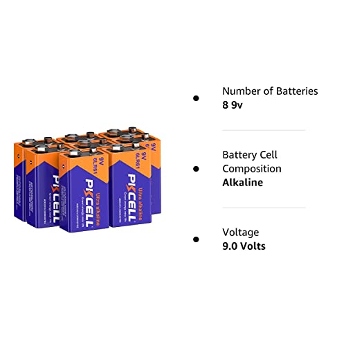 Pilocel 9V Batteries 8 Counts 9V 6Lr61 Battery 9 Volt Battery Alkaline 9V Battery 9V Batteries 6Lr61 Batteries 9 Volt Batteries Disposable Battery For Smoke Detector… #TOP7