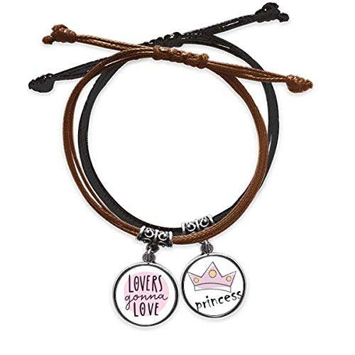 Pulsera estilo princesa de cuero y cuerda para uso diario y romántico