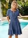 Simplee Womens Summer Denim Dress Casual Short Sleeve Mini Dress Boho Beach Flowy Tiered Short Jean Dresses with Pockets,Denim Deep Blue,M