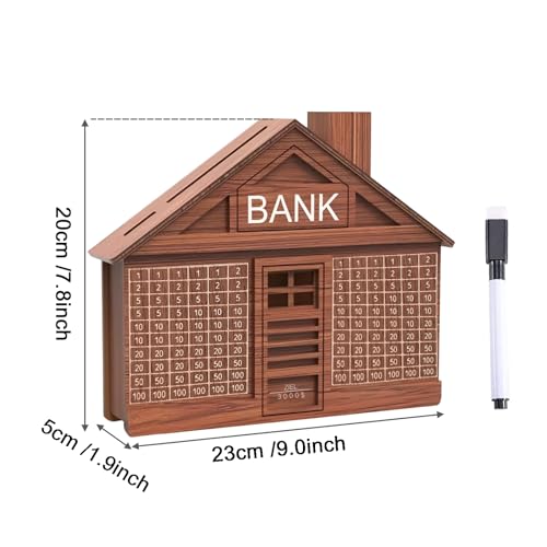 Wooden Money Saving Box Savings Challenge Box Cash Vault Money Box Piggy Bank Money Saver Box with Target Wooden Coin Bank for Adults Kid（3000 Dollar - Thumbnail 5