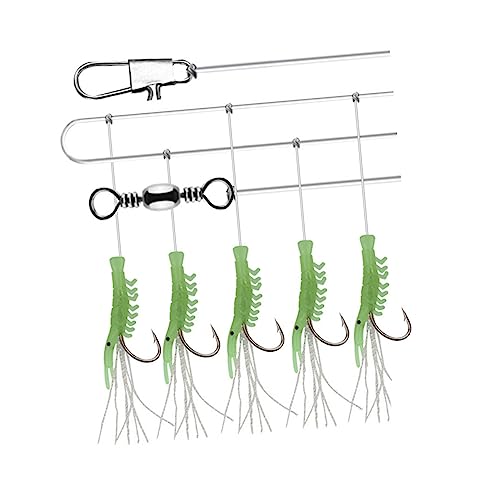 Milisten 3 Cuerdas Anzuelo De Camarones Abordar Señuelo Aparejo De Pesca Cebo De Peces Hilanderos De Pesca Cebo De Pesca Manos Ganchos De Pesca Green
