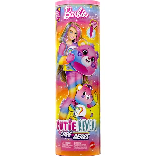 Barbie Poupée Barbie Cutie Reveal Bisounours, avec Toutensemble et 10 surprises, y compris changement de couleur et mini ours, JFV60