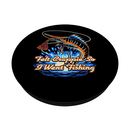 Felt Crappie So I Went Fishing Introvert Lakes Antisocial PopSockets Swappable PopGrip, Black - Image 2