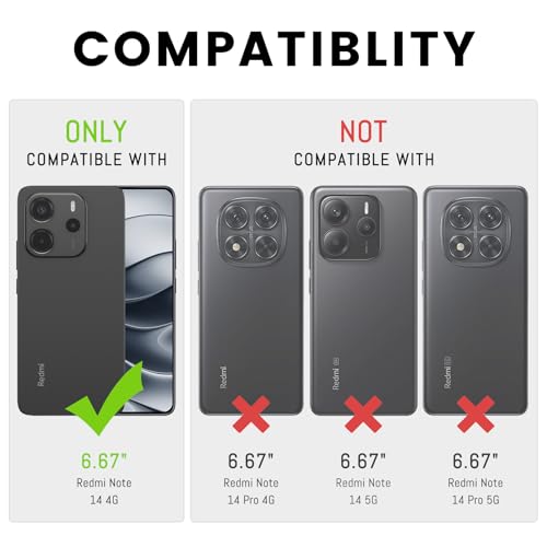 Funda para Xiaomi Redmi Note 14 4G estuche de billetera anticaídas con ranuras 2