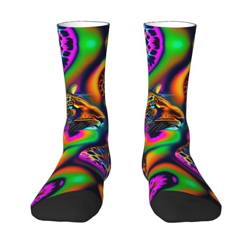 XZDZDX Leopard theme Polyester Mid-Calf Socks 2 Black-2 for Unisex - Skin-Friendly Elastic Fashion Crew Socks