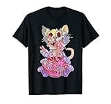 Pastel Goth Aesthetic Kawaii Creepy Cat Eating Ramen Noodles T-Shirt
