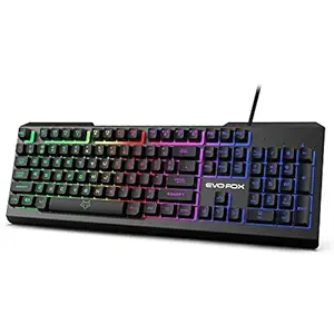 EvoFox Warhammer Backlit LED Gaming Keyboard with Metal Top, Floating Keycaps with Breathing Backlit Effect, 19 Anti Ghosting Keys and Windows Lock Key