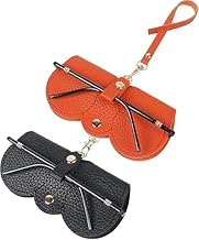 VALAJOGI 2 Pcs PU Leather Sunglasses Case & Goggles Cover Organizer Soft Eyewear Pouch for Men & Women | Travel Glasses Case with Snap Button Hanging Protects from Scratches & Dust