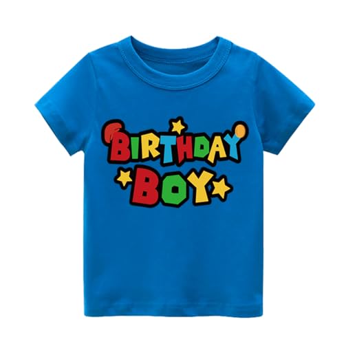 Hewtwerck Super Soft Birthday Boy Short Sleeve T-Shirt Gifts for Boys Birthday Party (US Age 5 Years 6 Years Blue)
