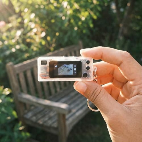 Image of Jumbao G6 Keychain Digital Camera - Mini Digicam with 1080P Video & 0.96 inch LCD Screen, Retro Film Simulation Style, 130 Wide Angle Bag Charm Camera for Beginners Teens and Adults (Transparent)