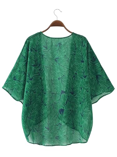 Image of Chunoy Women Floral Beach Wear Cover Up Chiffon Kimono Cardigan Open Front Blouse Top