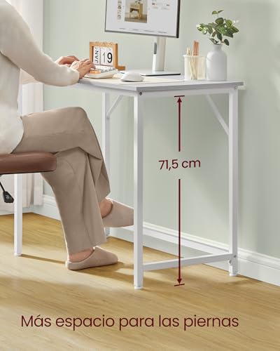 Miniatura 4 de VASAGLE Escritorio, Mesa Oficina Pequeña y Estación Trabajo, Mesa para Teletrabajo, Estudio, Dormitorio, 50 x 100 x 76 cm, Estilo Moderno, Estructura Metal, Blanco Arce y Blanco Nube LWD041W44