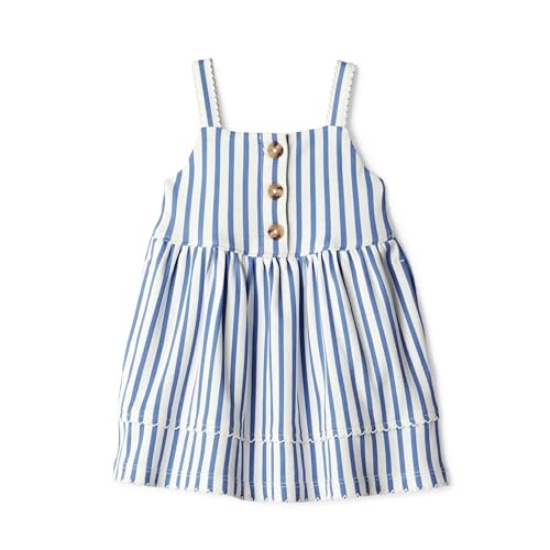 Amazon Essentials x Sofia Grainge Baby Girls Cotton Casual Fit and Flare Dress Blue Stripe 12 Months