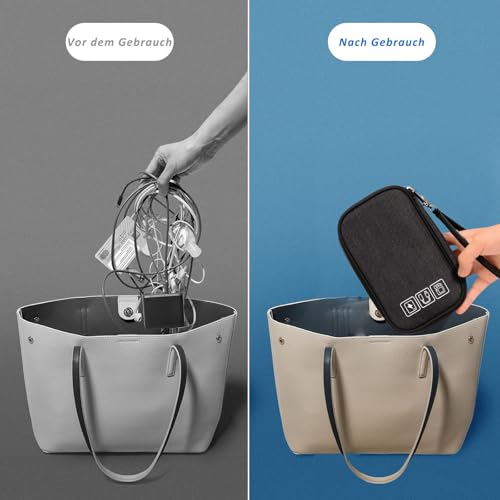 Biliant Kabeltasche, Universal Kabeltasche Organizer, Tragbare Cable Organizer, Wasserdicht Kabelorganizer Tasche, Reisezubehör für USB, Powerbank, SD-Karte, Ladekabel, Schwarz
