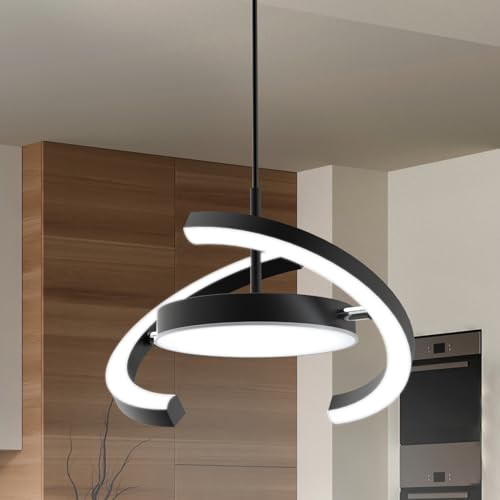 FIMEI LED Pendant Light, Dimmable 3000-6000K Adjustable Hanging Chandelier Saturn Ring Design 12.2'' Diameter for Dining Room Kitchen Island Bedroom Foyer Entryway