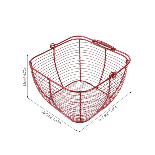 Cesta para huevos redonda de hierro rojo con diseño vintage de dos piezas para cocina 3