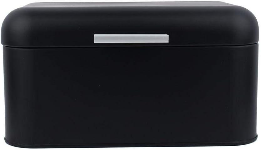 VIFERRetro Bread Bin with Lid, Metal Bread Bin Large Capacity Kitchen Storage Container for Breads, Biscuits, Pastries (Black)