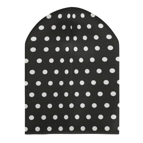 Polka Dot Pattern Kids Beanie Hat for for Girls Boys Children Cap Winter Knitted Chemo Cancer Headwear Accessories Gifts Decoration Black3