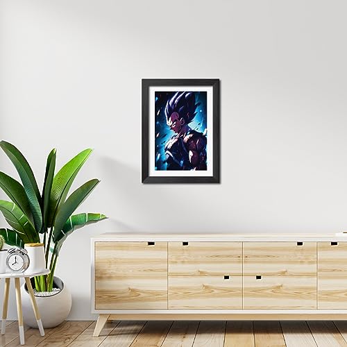 Image of TenorArts Vegeta Poster Dragon Ball Z Anime Laminated Photo Frame Painting with Matt Finish Black Textures (12inches x 9inches)