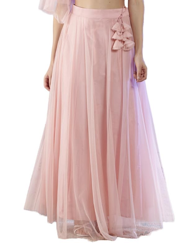 Women Solid Soft Net Flared Maxi Lehenga Skirt-image-42