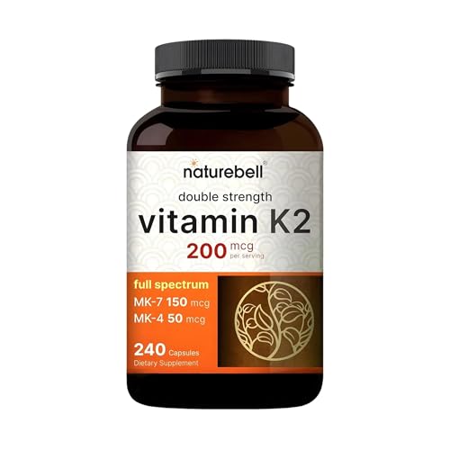 NatureBell Vitamin K2-240 Capsules - 200mcg Double Strength MK-7 & MK-4 Complex - Heart, Bone & Immune Health Support* - Complete K Vitamins Formula
