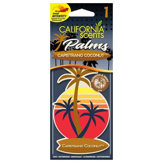 California Car Scents - Ambientador de Coche con Fragancia, Olor y Esencias a Capistrano Coconut, Aroma a Coco (Ambientador de Papel con Forma de Palmera 1UD)