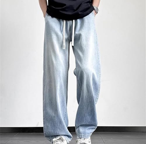 Mens Jeans Summer Lightweight Straight Denim Pants Loose Fit Wide Leg Comfortable Fashionable Wear2