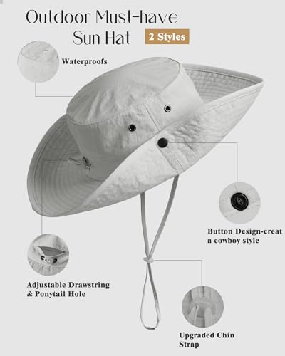 FURTALK Unisex UV Schutz Sonnenhut für Damen Herren Sommerhut Faltbar Wanderhut Tragbar Outdoor Fischerhut mit Breite Krempe
