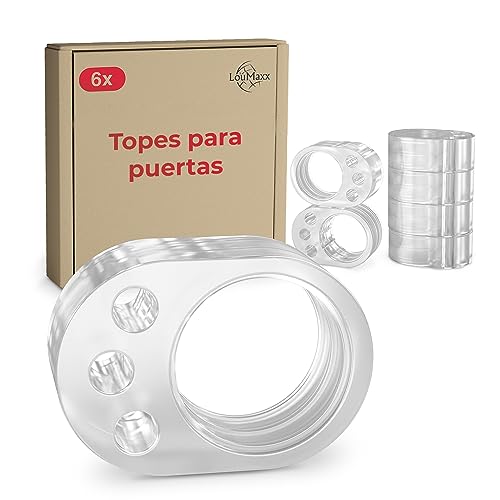 Topes Manillas LouMaxx – Set de 6 Topes Transparentes de goma para manijas de Puertas y Ventanas - Paquete de Sujeta Puertas para proteger contra los arañazos