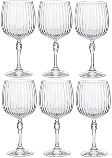 Bormioli Rocco 6 Piece America '20s Gin and Tonic Glasses Set - Vintage Art Deco Spanish Copa de Balon Cocktail Glass - 240ml