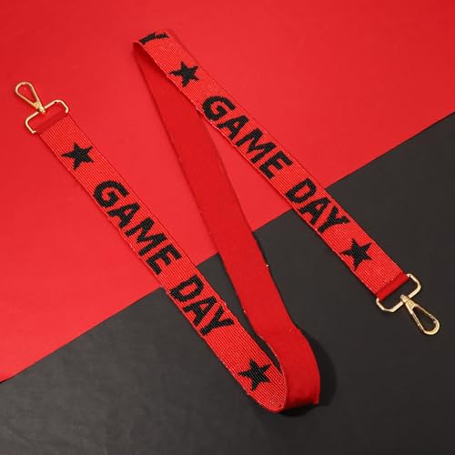 Image of Game Day Purse Strap Replacement Red Black Football Purse Strap Crossbody Bag Straps Game Day Outfits Football Accessories (Red Black)