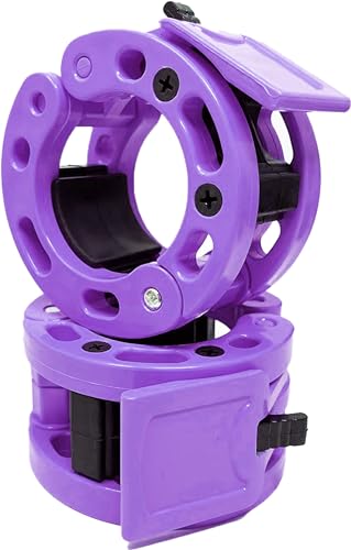 Clout Fitness Olympic Barbell Clamps Collars Quick Release Pair of Locking Weight Clips Fit 2 Inch Barbell for Weightlifting (Purple)