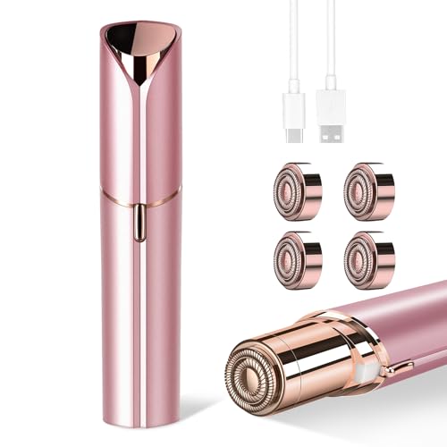 Flawless Facial Hair Removal for Women Portable Painless Hair Remover Device Rechargeable with 4 Replacement Heads for Face Upper Lip and Chin