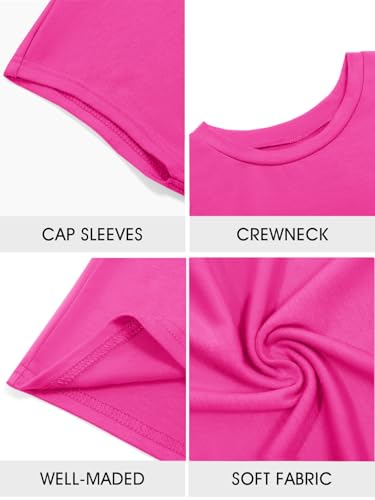 Image of Imily Bela Girls Short Sleeve T Shirts Crew Neck Cap Sleeve Tank Tops Casual Loose Summer Shirt Kids 5-14 Years