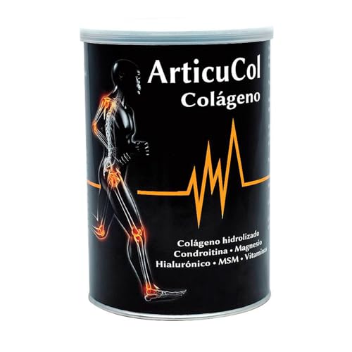 Colágeno hidrolizado puro con Magnesio, Hialurónico, Condroitina, MSM, Vitamina C, Vitaminas B1 B2 B5 B6 - Articulaciones fuertes y piel sana - Articucol Espadiet - Bote de 300gr