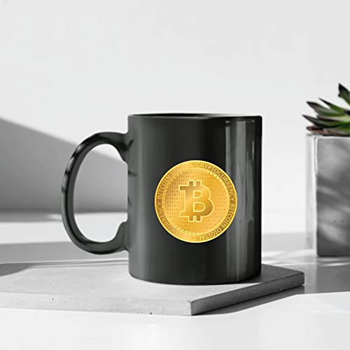 Bitcoin Gift Idea for Crypto Fans Golden Coin with Bitcoin Finances 11oz 15oz Black Coffee Mug - Image 5