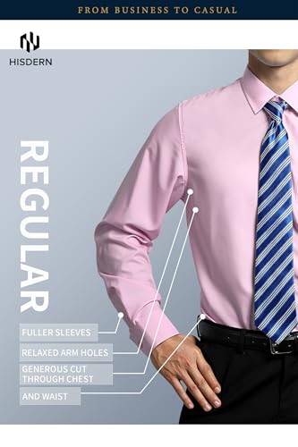 Image of HISDERN Mens Dress Shirts Long Sleeve Button Down Casual Shirts for Men Inner Contrast Formal Business Tuxedo Wedding Shirt