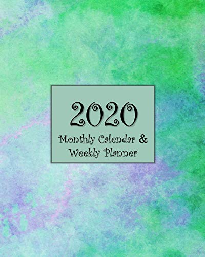2020 Monthly Calendar & Weekly Planner: Agenda Book - Blue Green Watercolor Design image 3