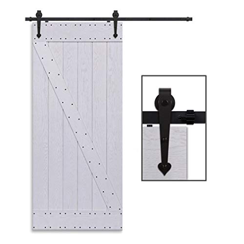 CCJH 4FT-122cm Herraje para Puerta Corredera Kit de Accesorios para Puertas Correderas Rueda Riel Juego para Una Puerta