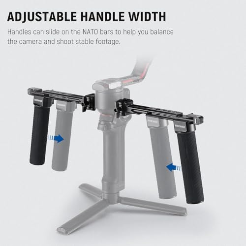 Image of NEEWER Dual Handgrip Compatible with DJI RS5 RS4 RS4 Pro RS3 RS3 Pro RS2 RSC2 Ronin S SC Gimbal, Dual Handle Kit with 2 Mini NATO Rails, Quick Release NATO Clamps, 1 /4 inch & 3 /8 inch Threads, GA006