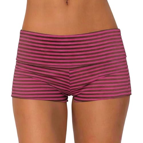 Image of Women Fold Over Mini Shorts Y2K Lounge Pajama Bottoms Low Rise Booty Shorts