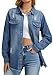 Dimur Women's Oversized Denim Jacket Long Sleeve Button Up Denim Shirt Distressed Ripped Boyfriend Jean Coat Country Concert Outfits for Women Spring Fashion 2026