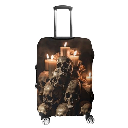 Travel Luggage Cover Elastic Suitcase Protector Anti-Scratch Washable Skull And Candle Luggage Sleeve Tsa Approved Carry on Covers Baggage Cover Fits 18-32 Inch Luggages4