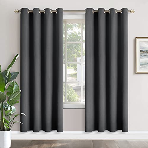 Image of YoungsTex Blackout Curtains 80 Inches Length - Thermal Insulated with Grommet Room Darkening Window Drapes for Living Room Bedroom, 2 Panels, 52 x 80 Inch, Dark Grey