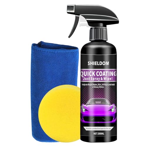 SHIELDOM Car Ceramic Coating Spray Quick Effect Coating Agent for Shine & Protection Shiny Car Stuff Auto Paint & Glass Hydrophobic Coat Safe for All Vehicles, Motorcycle, Trucks, Rvs & More 10 oz